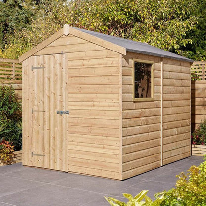 Rowlinson 8x6ft Shiplap Apex Garden Shed Single Door with Window - JJ Building Materials