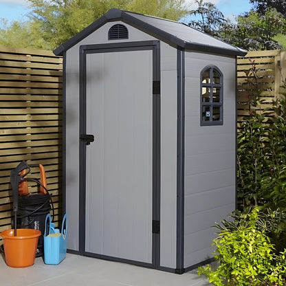 Rowlinson Airevale 4X3ft Plastic Apex Garden Shed Light Grey
