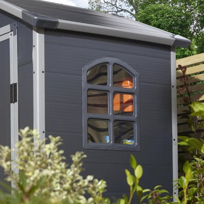 Rowlinson Airevale 4X3ft Plastic Apex Garden Shed Dark Grey