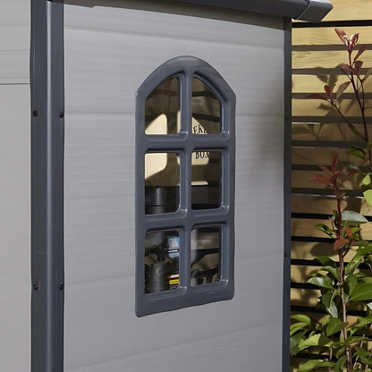 Rowlinson Airevale 4X3ft Plastic Apex Garden Shed Light Grey - JJ Building Materials