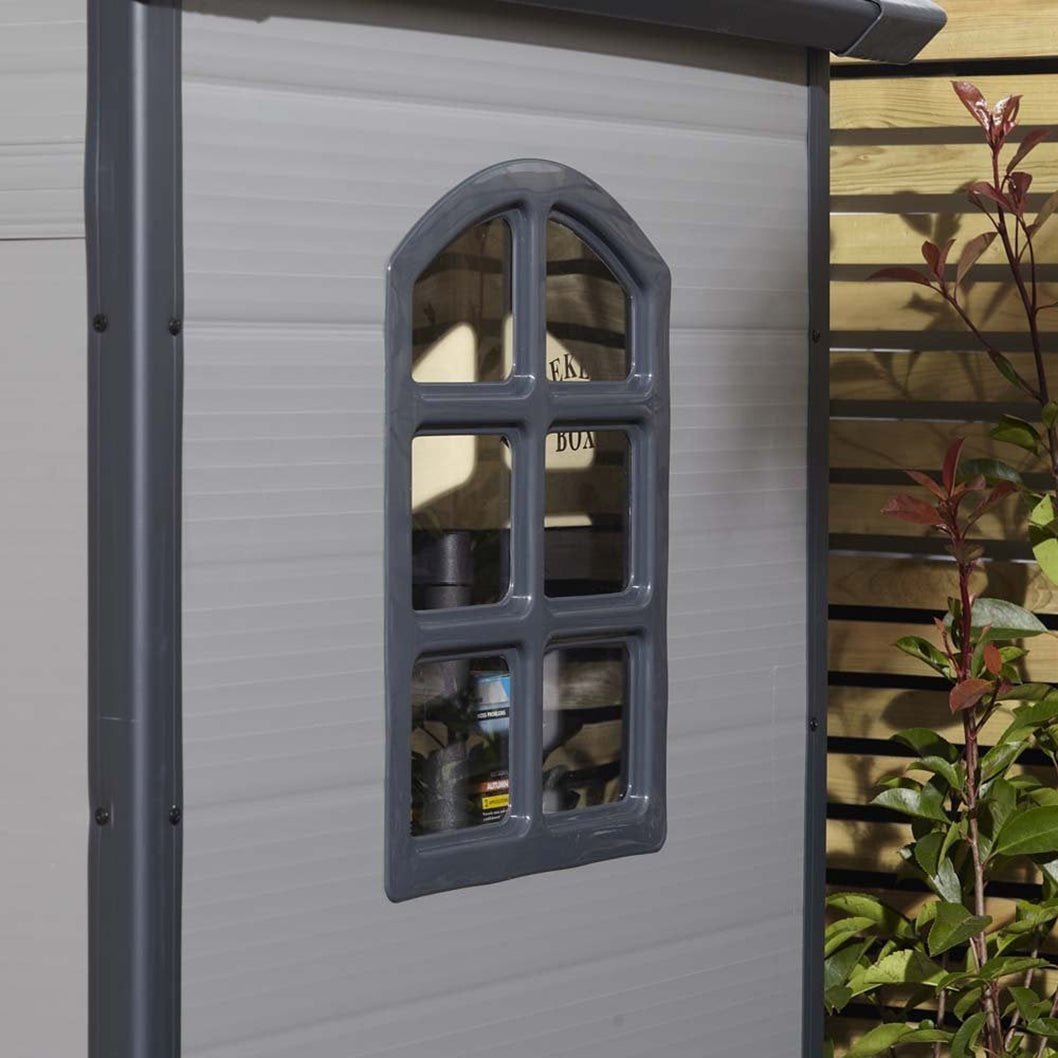 Rowlinson Airevale 4X3ft Plastic Apex Garden Shed Light Grey - JJ Building Materials