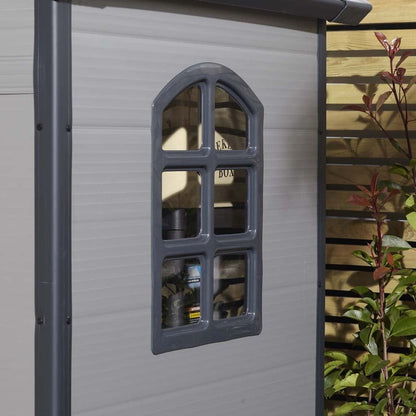 Rowlinson Airevale 4X3ft Plastic Apex Garden Shed Light Grey - JJ Building Materials