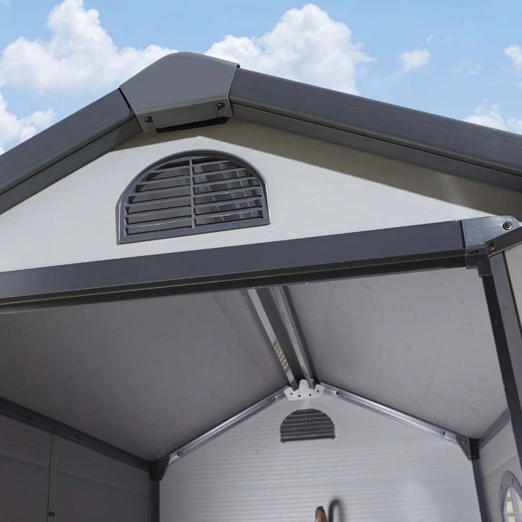 Rowlinson Airevale 4X3ft Plastic Apex Garden Shed Light Grey - JJ Building Materials