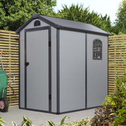 Rowlinson Airevale 4X6ft Plastic Apex Garden Shed Light Grey - JJ Building Materials