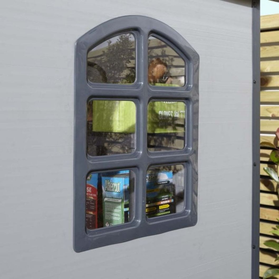 Rowlinson Airevale 4X6ft Plastic Apex Garden Shed Light Grey - JJ Building Materials