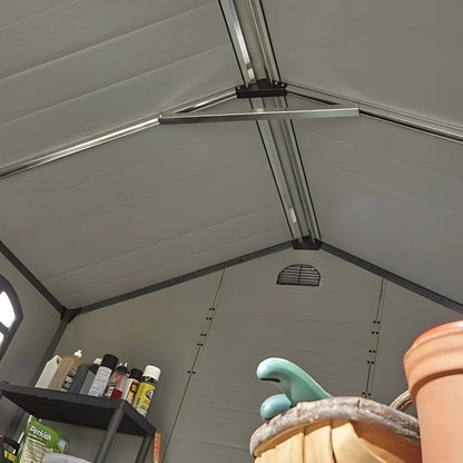 Rowlinson Airevale 8x6ft Plastic Apex Garden Shed Light Grey - JJ Building Materials