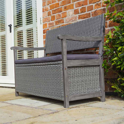 Rowlinson Alderley Rattan Storage Garden Bench - JJ Building Materials