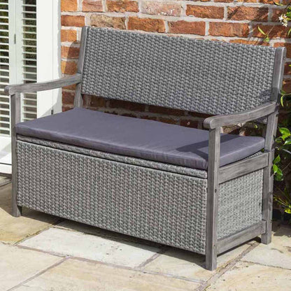 Rowlinson Alderley Rattan Storage Garden Bench - JJ Building Materials