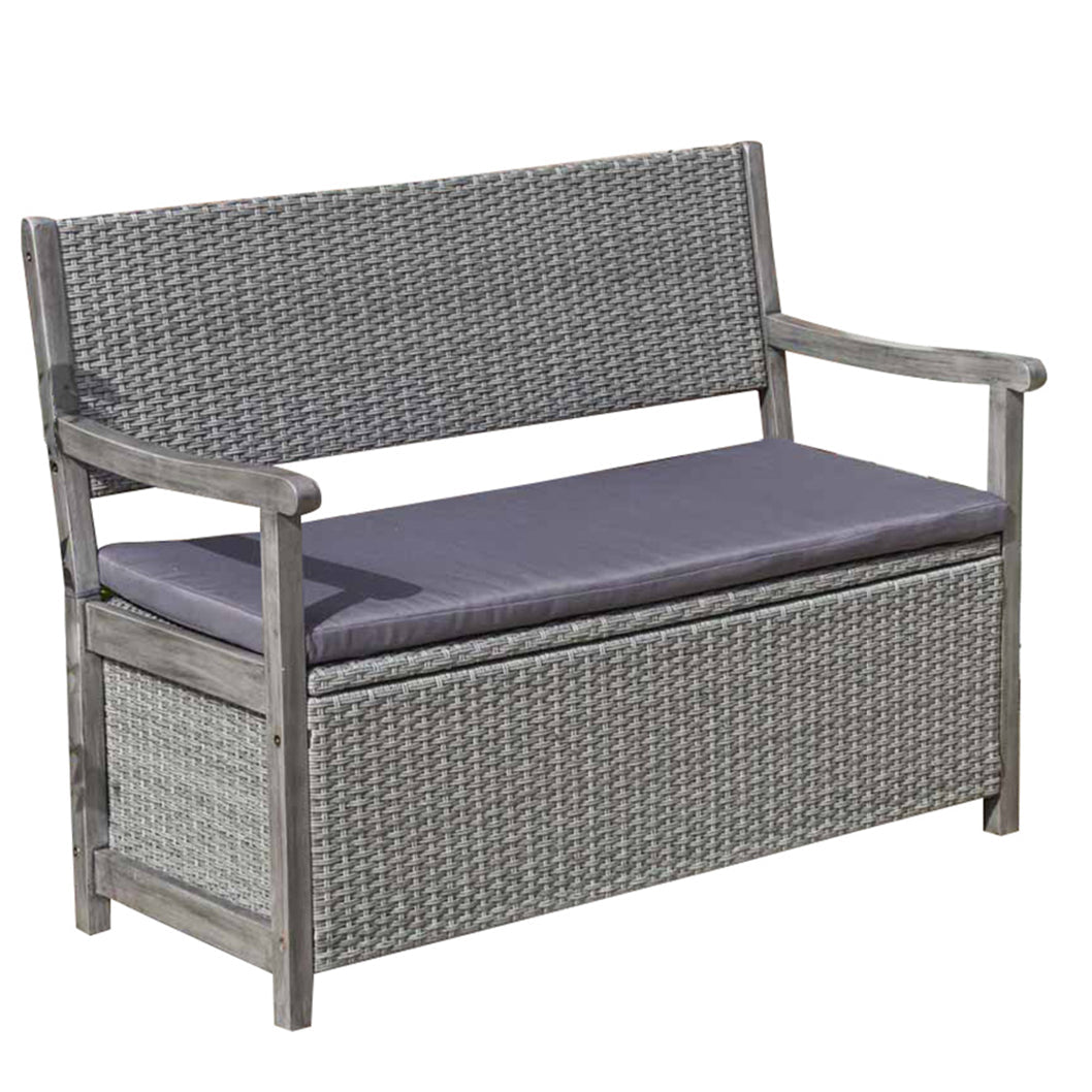 Rowlinson Alderley Rattan Storage Garden Bench - JJ Building Materials