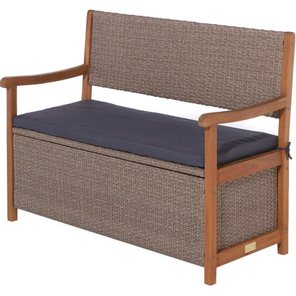 Rowlinson Alderley Rattan Storage Garden Bench - JJ Building Materials