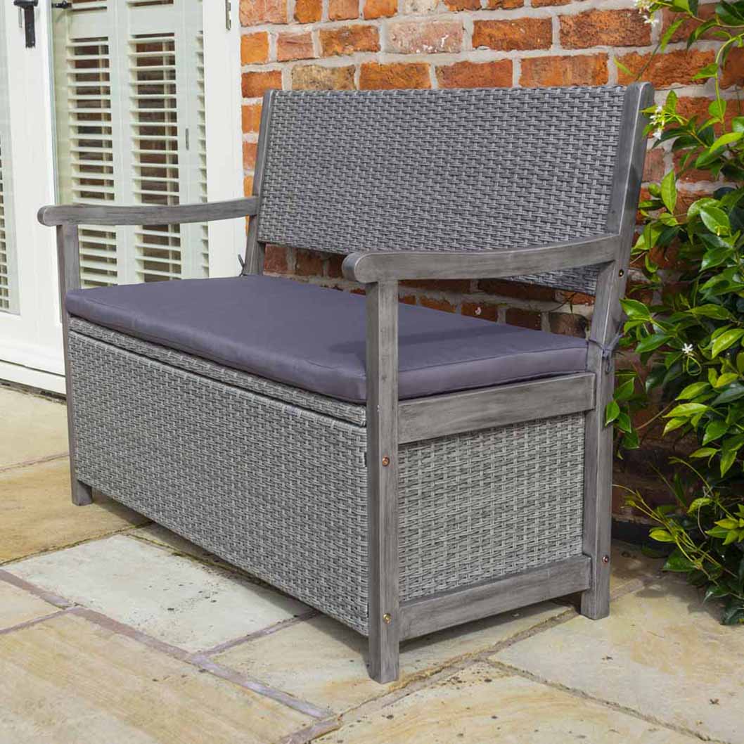 Rowlinson Alderley Rattan Storage Garden Bench - JJ Building Materials