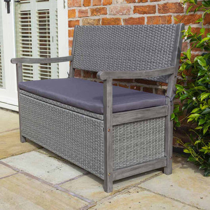 Rowlinson Alderley Rattan Storage Garden Bench - JJ Building Materials