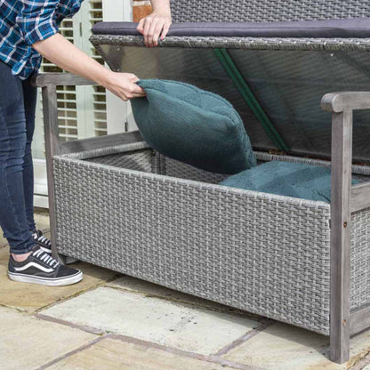 Rowlinson Alderley Rattan Storage Garden Bench - JJ Building Materials