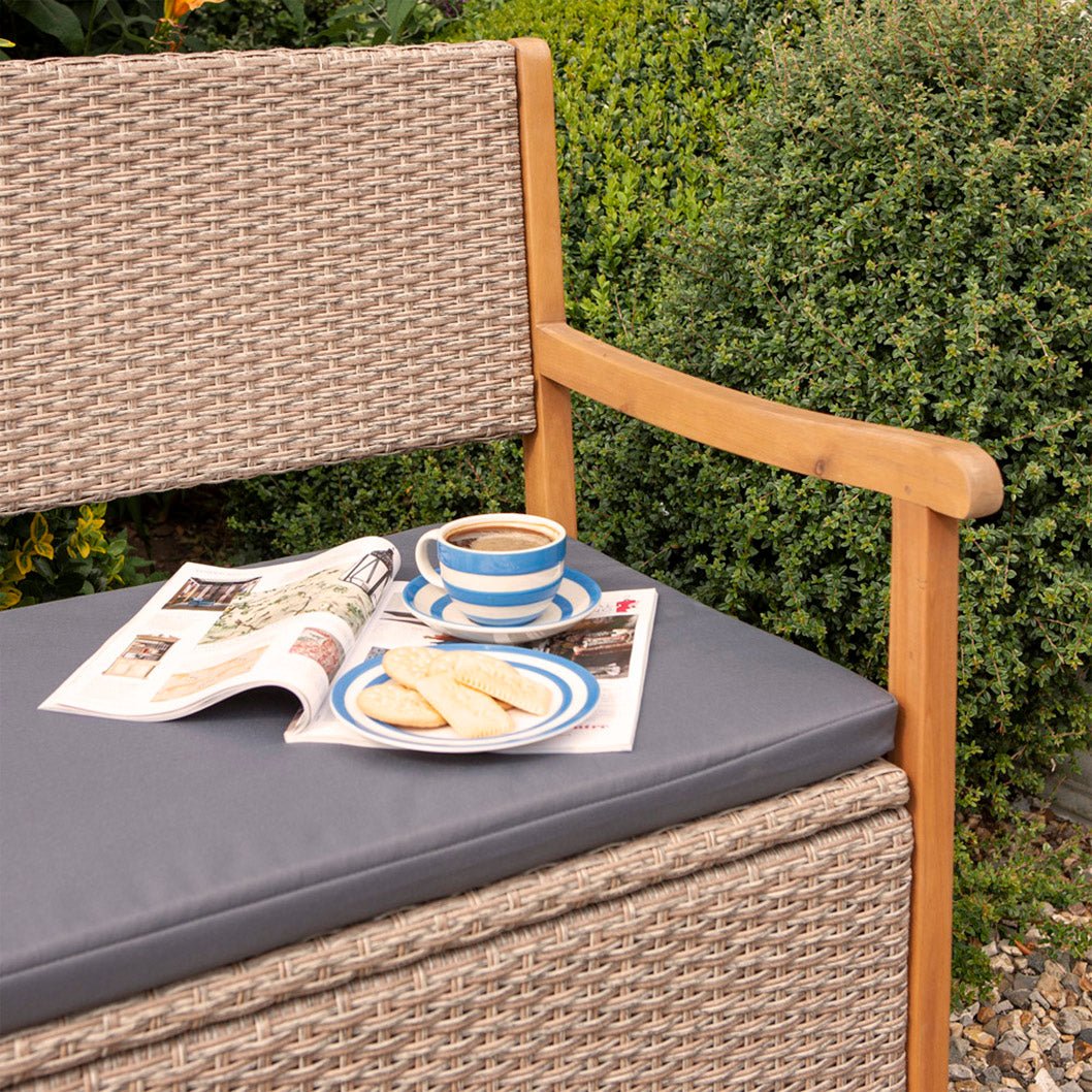 Rowlinson Alderley Rattan Storage Garden Bench - JJ Building Materials