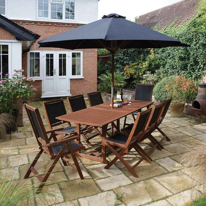 Rowlinson Bali Wooden Garden Dining Set With Parasol - JJ Building Materials