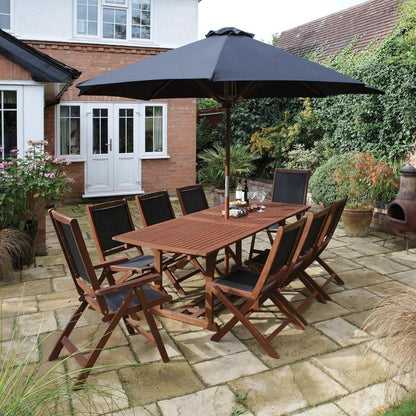 Rowlinson Bali Wooden Garden Dining Set With Parasol - JJ Building Materials