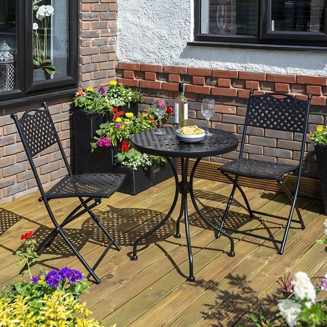 Rowlinson Havana Black Metal Bistro Garden Set - JJ Building Materials