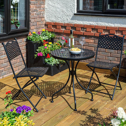Rowlinson Havana Black Metal Bistro Garden Set - JJ Building Materials