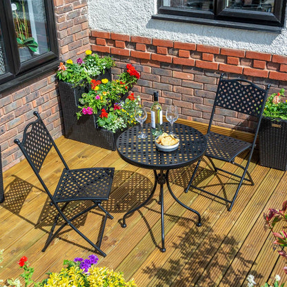 Rowlinson Havana Black Metal Bistro Garden Set - JJ Building Materials