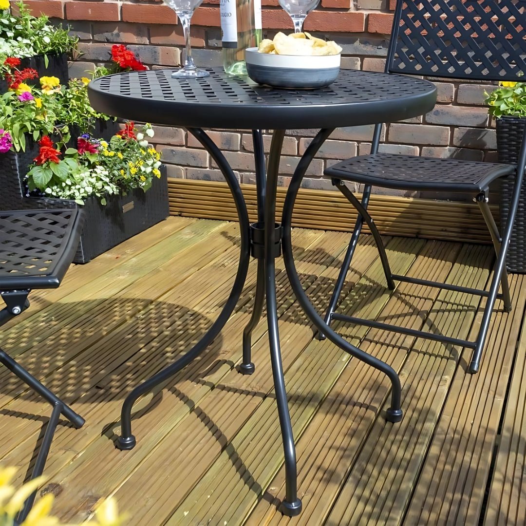 Rowlinson Havana Black Metal Bistro Garden Set - JJ Building Materials