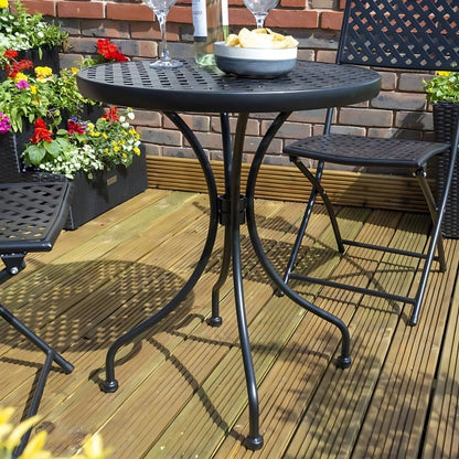 Rowlinson Havana Black Metal Bistro Garden Set - JJ Building Materials
