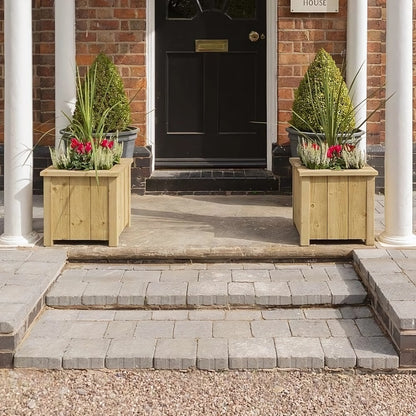 Rowlinson Premium Heritage Square Wooden Planter 40cm - 2 Pack