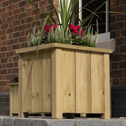 Rowlinson Premium Heritage Square Wooden Planter 40cm - 2 Pack