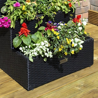 Rowlinson Tier Rattan Planter Black