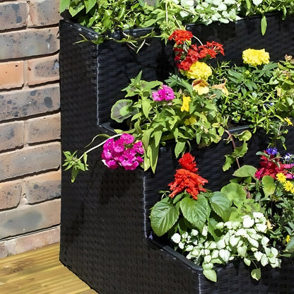 Rowlinson Tier Rattan Planter Black