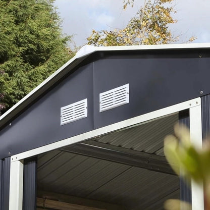 Rowlinson Trentvale 10x12ft Metal Apex Shed Dark Grey - JJ Building Materials