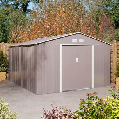 Rowlinson Trentvale 10x12ft Metal Apex Shed Light Grey - JJ Building Materials