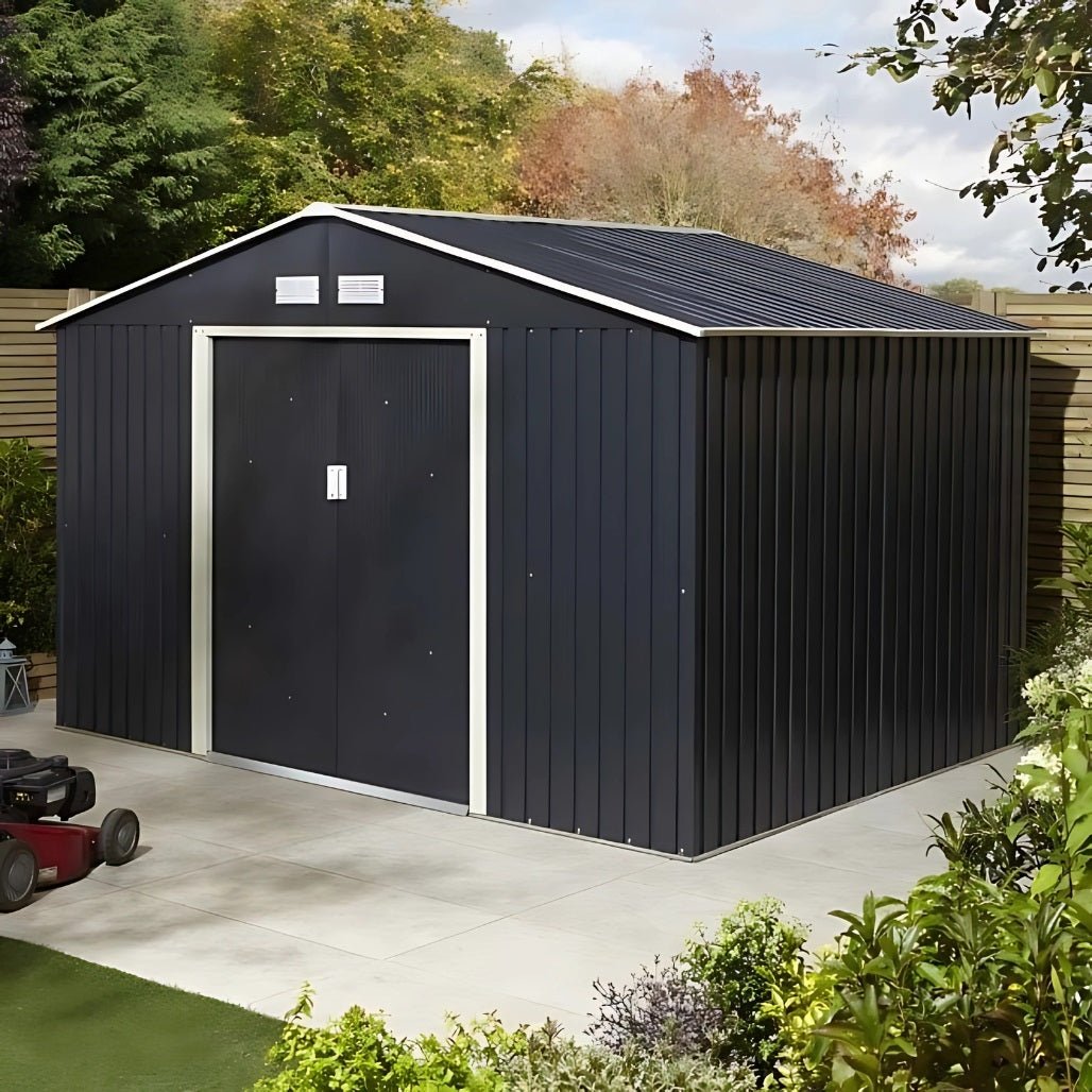 Rowlinson Trentvale 10x8ft Metal Apex Shed Dark Grey - JJ Building Materials
