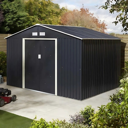 Rowlinson Trentvale 10x8ft Metal Apex Shed Dark Grey - JJ Building Materials