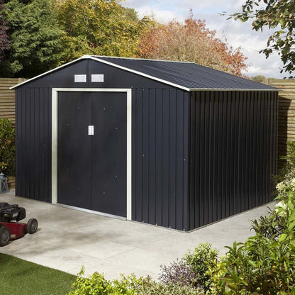 Rowlinson Trentvale 10x8ft Metal Apex Shed Dark Grey - JJ Building Materials