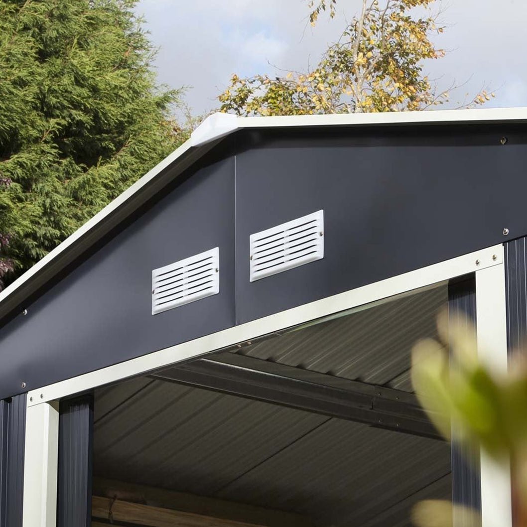 Rowlinson Trentvale 10x8ft Metal Apex Shed Dark Grey - JJ Building Materials
