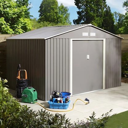 Rowlinson Trentvale 10x8ft Metal Apex Shed Light Grey
