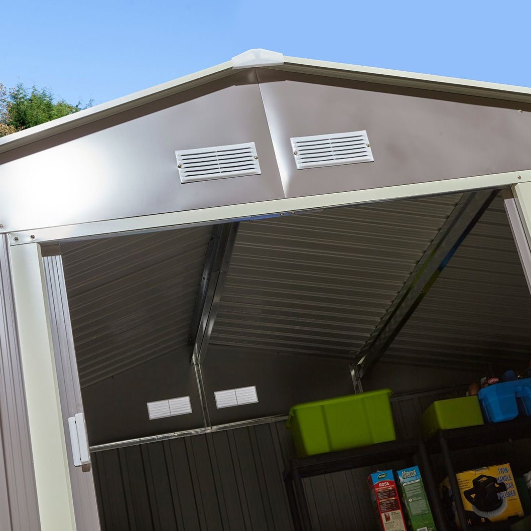 Rowlinson Trentvale 10x8ft Metal Apex Shed Light Grey - JJ Building Materials