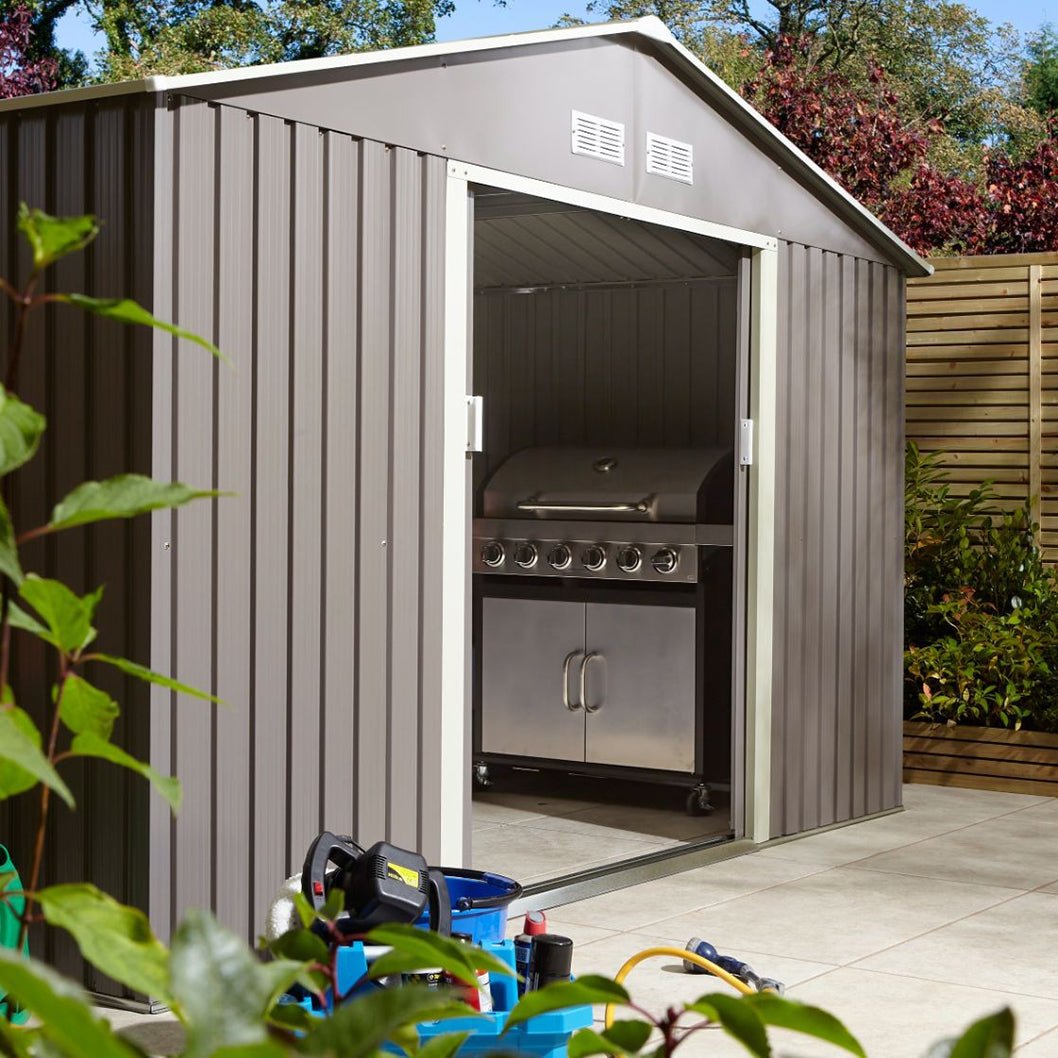 Rowlinson Trentvale 10x8ft Metal Apex Shed Light Grey - JJ Building Materials