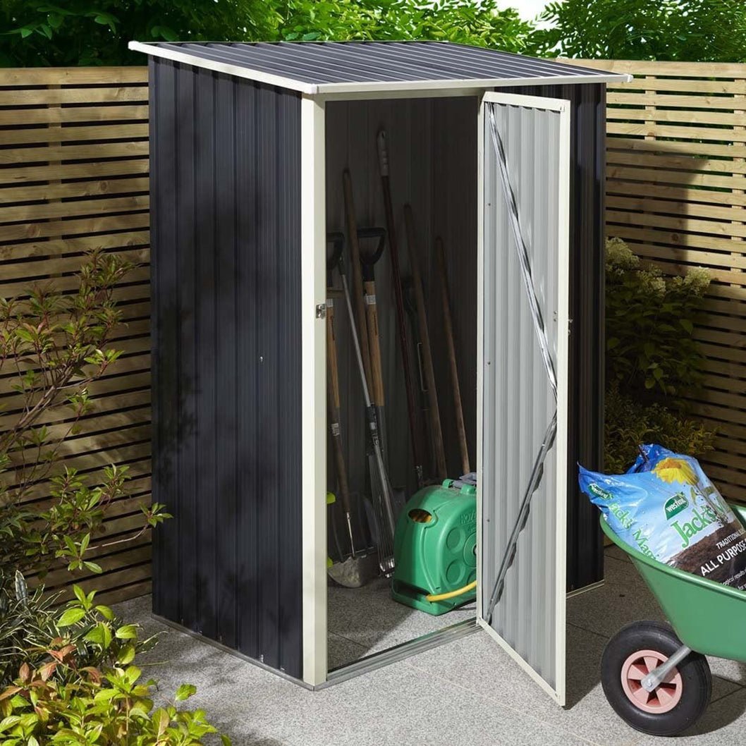 Rowlinson Trentvale 5X3ft Metal Pent Shed Dark Grey - JJ Building Materials