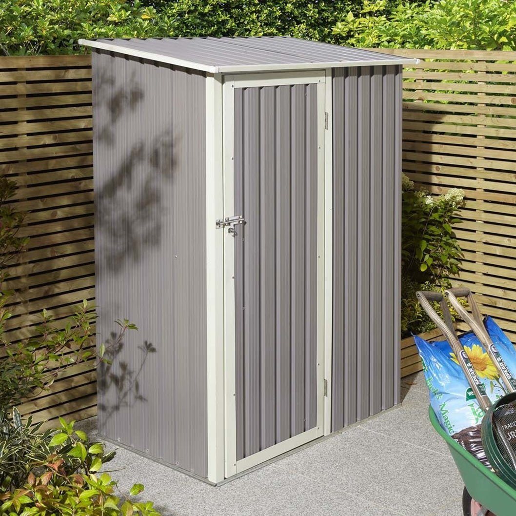 Rowlinson Trentvale 5X3ft Metal Pent Shed Light Grey - JJ Building Materials