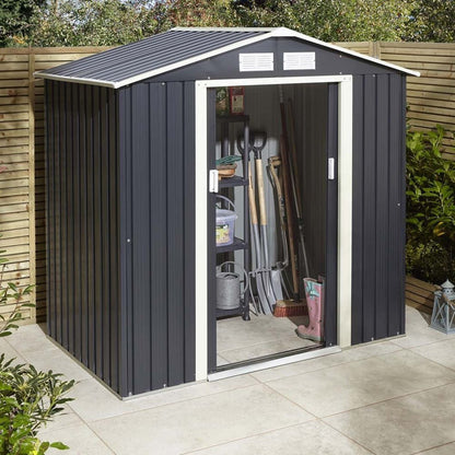 Rowlinson Trentvale 6x4ft Metal Apex Shed Dark Grey - JJ Building Materials