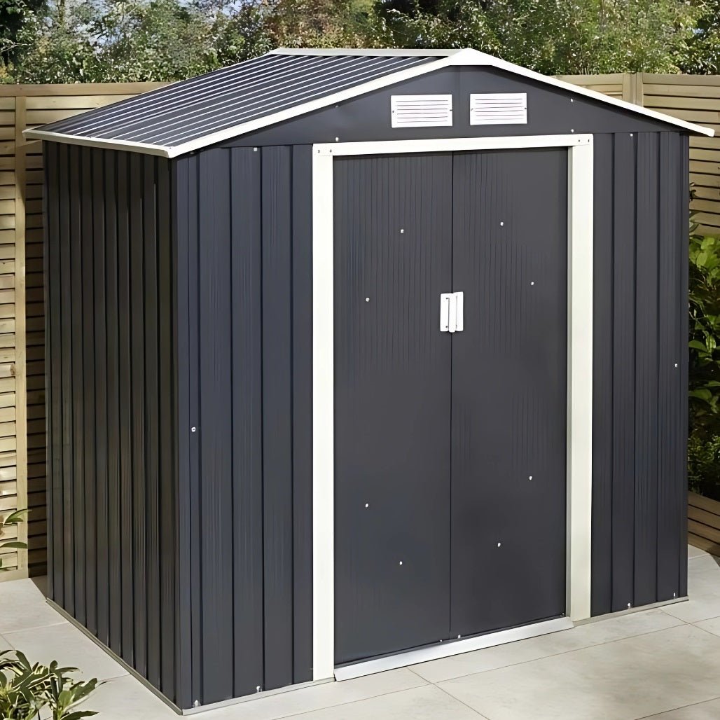 Rowlinson Trentvale 6x4ft Metal Apex Shed Dark Grey - JJ Building Materials