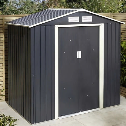 Rowlinson Trentvale 6x4ft Metal Apex Shed Dark Grey - JJ Building Materials
