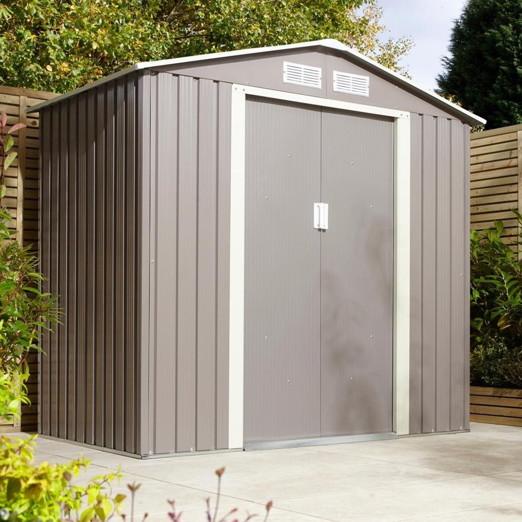 Rowlinson Trentvale 6x4ft Metal Apex Shed Light Grey - JJ Building Materials