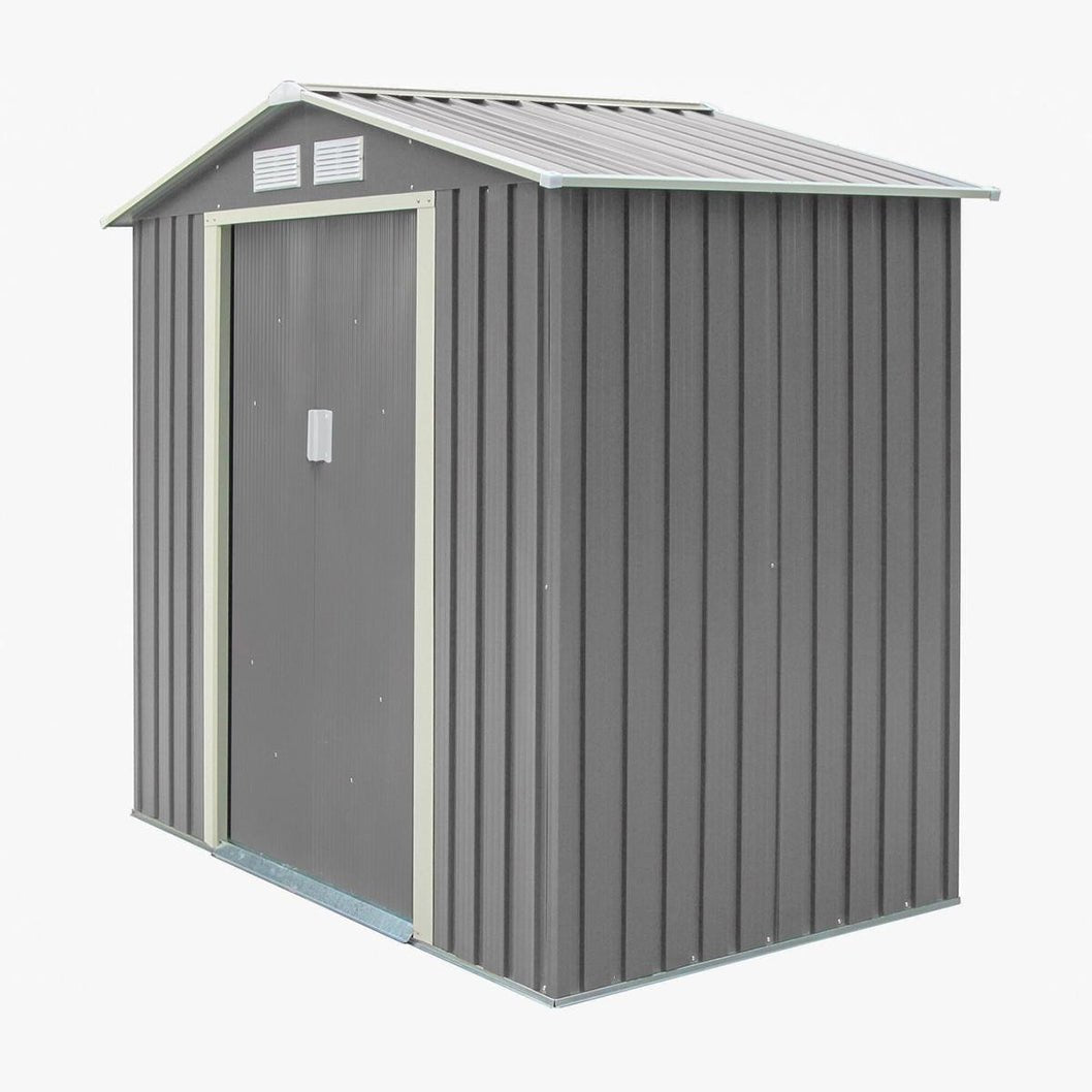 Rowlinson Trentvale 6x4ft Metal Apex Shed Light Grey - JJ Building Materials