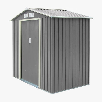 Rowlinson Trentvale 6x4ft Metal Apex Shed Light Grey - JJ Building Materials