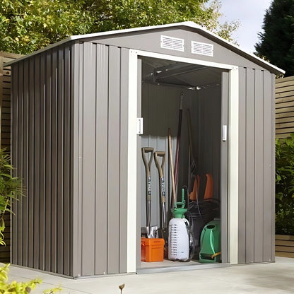 Rowlinson Trentvale 6x4ft Metal Apex Shed Light Grey - JJ Building Materials