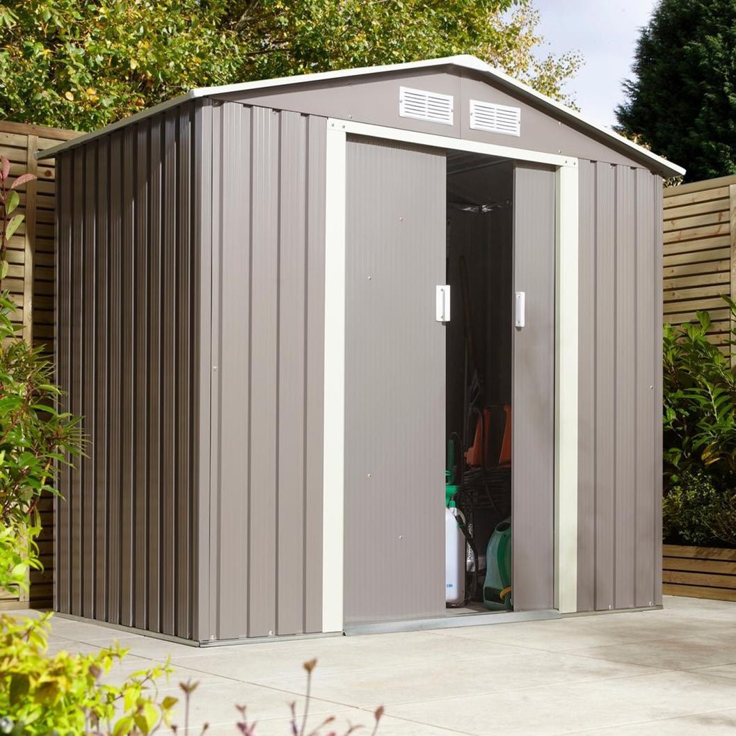 Rowlinson Trentvale 6x4ft Metal Apex Shed Light Grey - JJ Building Materials