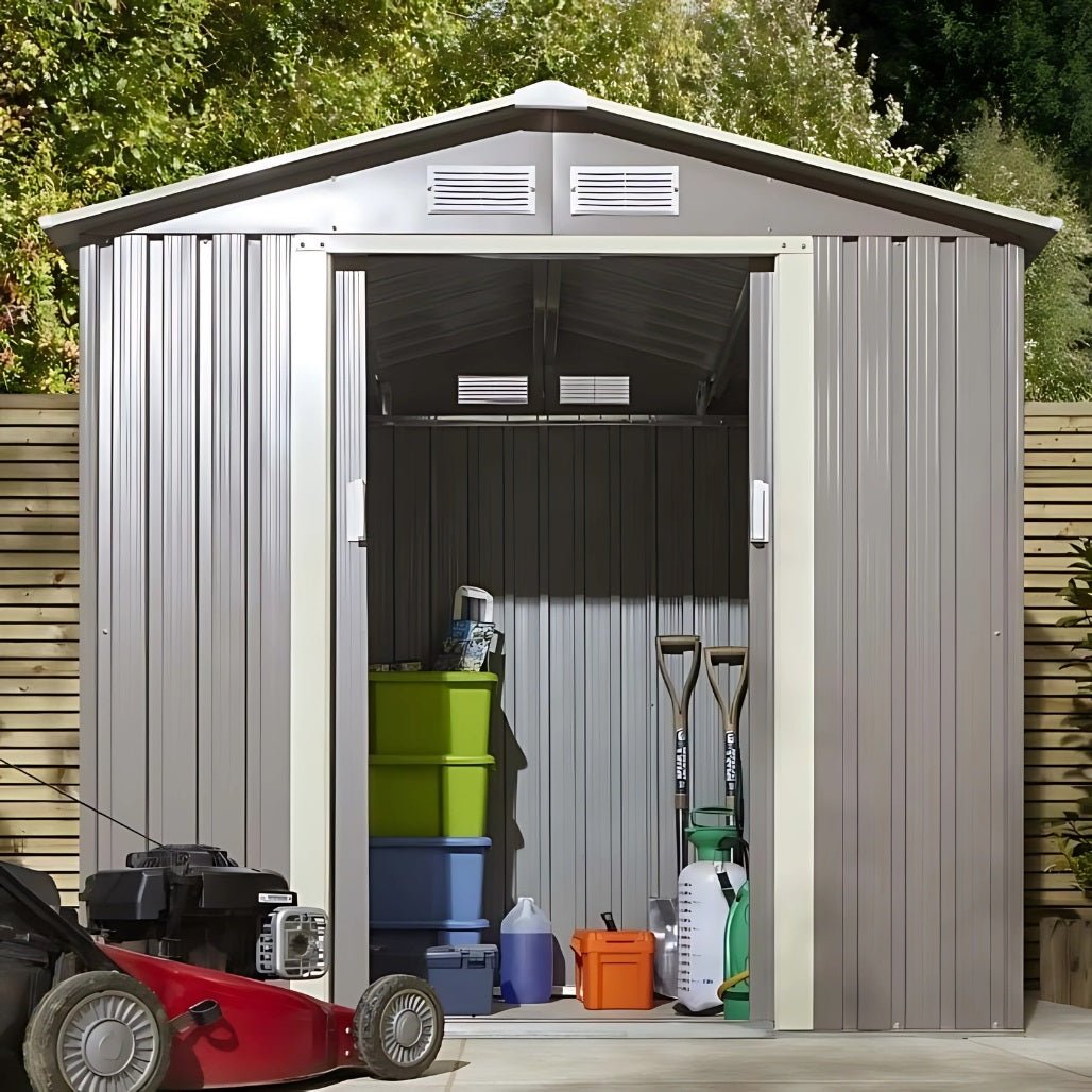 Rowlinson Trentvale 6x4ft Metal Apex Shed Light Grey - JJ Building Materials