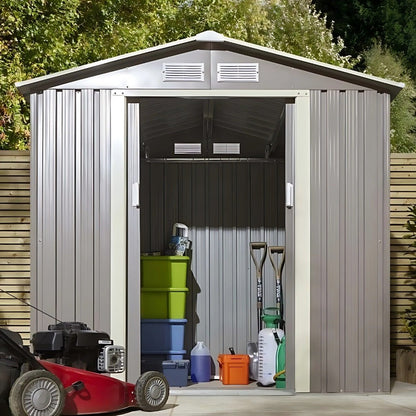 Rowlinson Trentvale 6x4ft Metal Apex Shed Light Grey - JJ Building Materials
